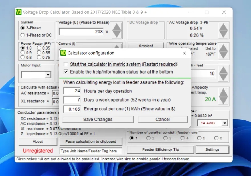 MC Group Voltage Drop Calculator 电气系统电压降计算软件 011401