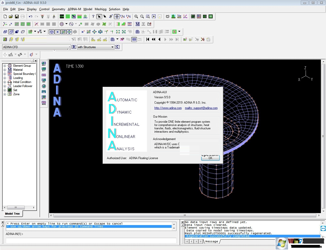 ADINA System 自动动态增量非线性分析工具adina010224