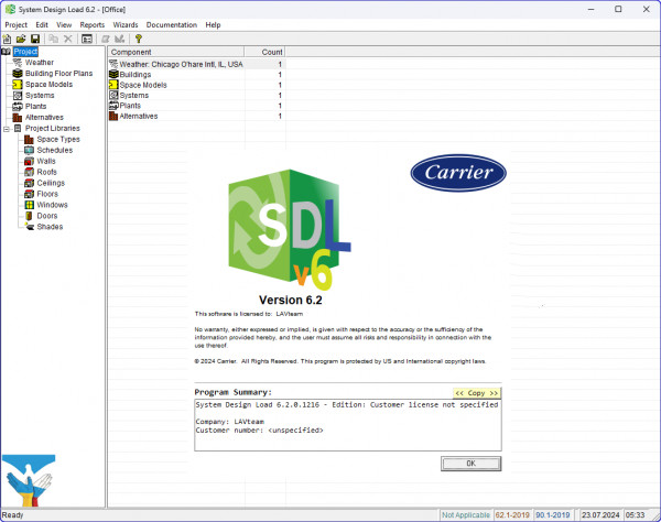 Carrier SDL 6.2 激活版 Carrier SDL System Design Loads建筑的冷却加热负载设计计算工具060863