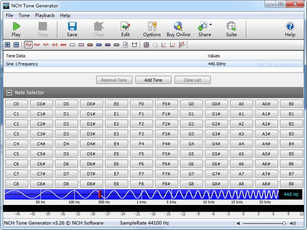 NCH Tone Generator音调发生器可用作正弦波发生器Tone Generator040328
