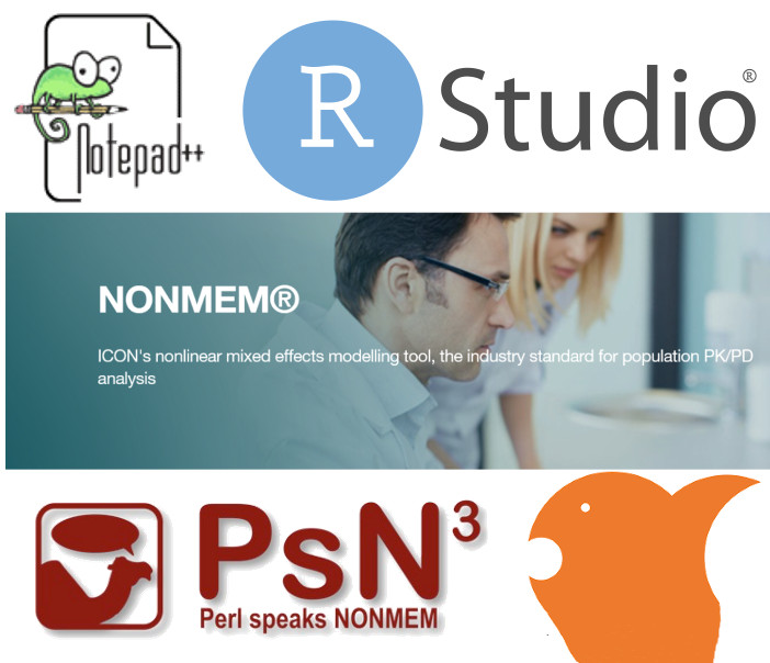 NONMEM PsN Pirana R Rstudio 定量药理学领域分析药代动力学PK和药效学PD数据分析计量学软件060117