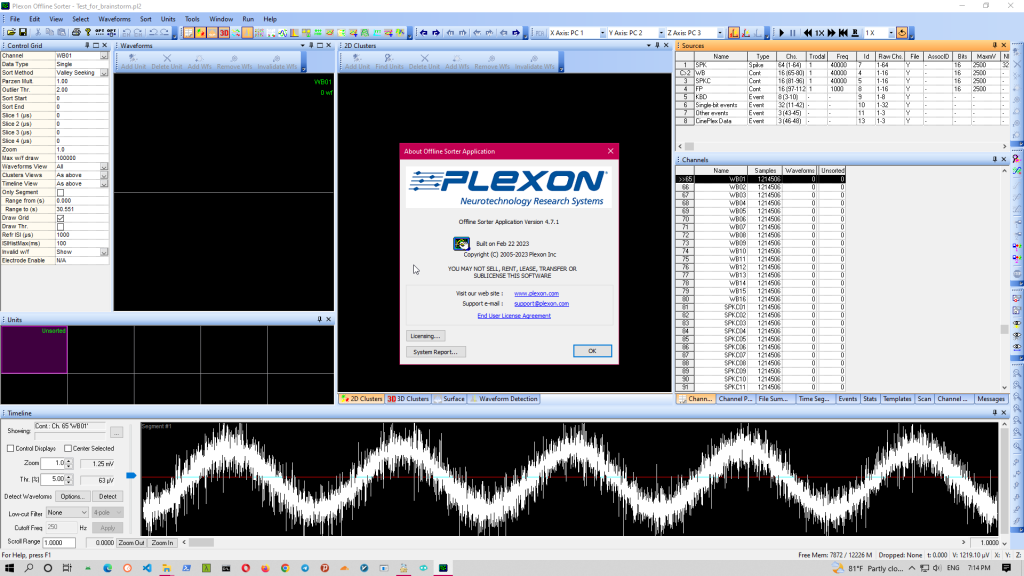 Plexon Offline Sorter V4 加密狗版离线尖峰分类软件 OfflineSorterV4 060118