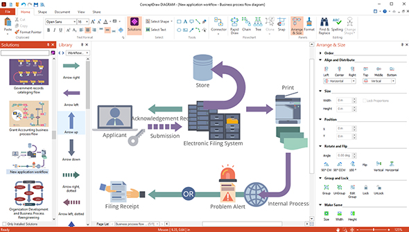 ConceptDraw DIAGRAM 快速绘制图表diagram 流程图过程流程图工程图纸信息图表仪表板等工具050115