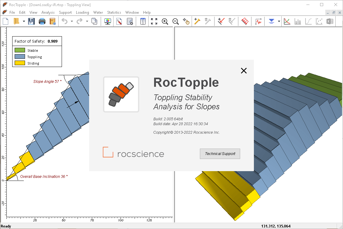 Rocscience RocTopple 2.005 x64 一机一码注册激活版 Rocscience RocTopple 分析岩质边坡倾倒破坏和支护设计060345