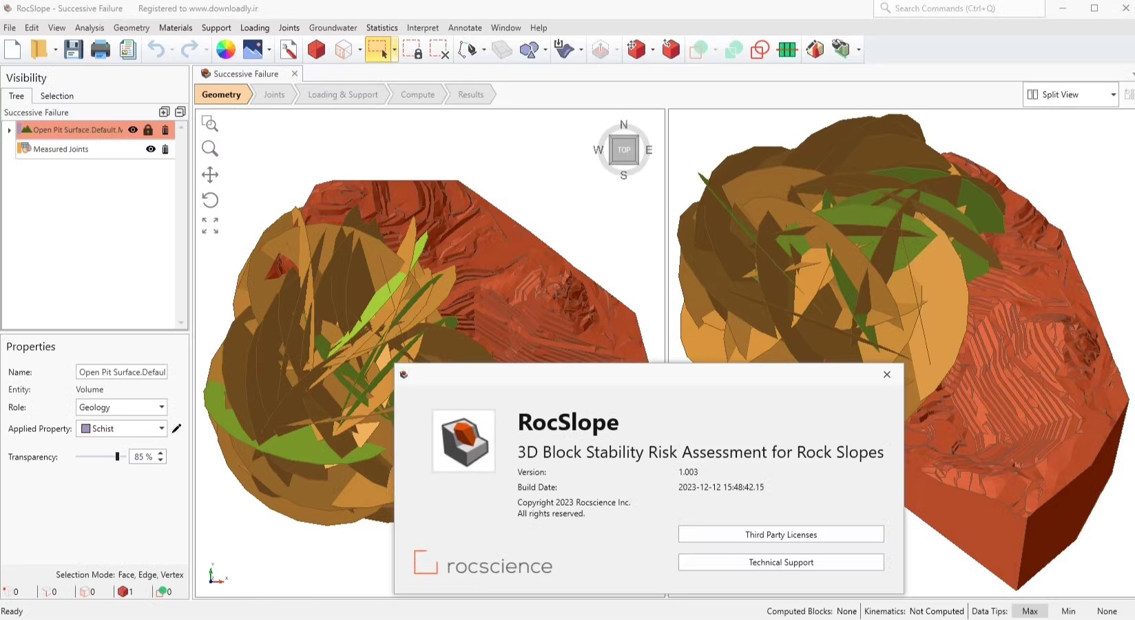 Rocscience RocSlope3 1.007 一机一码注册版岩质边坡的三维区块稳定性风险评估软件060346