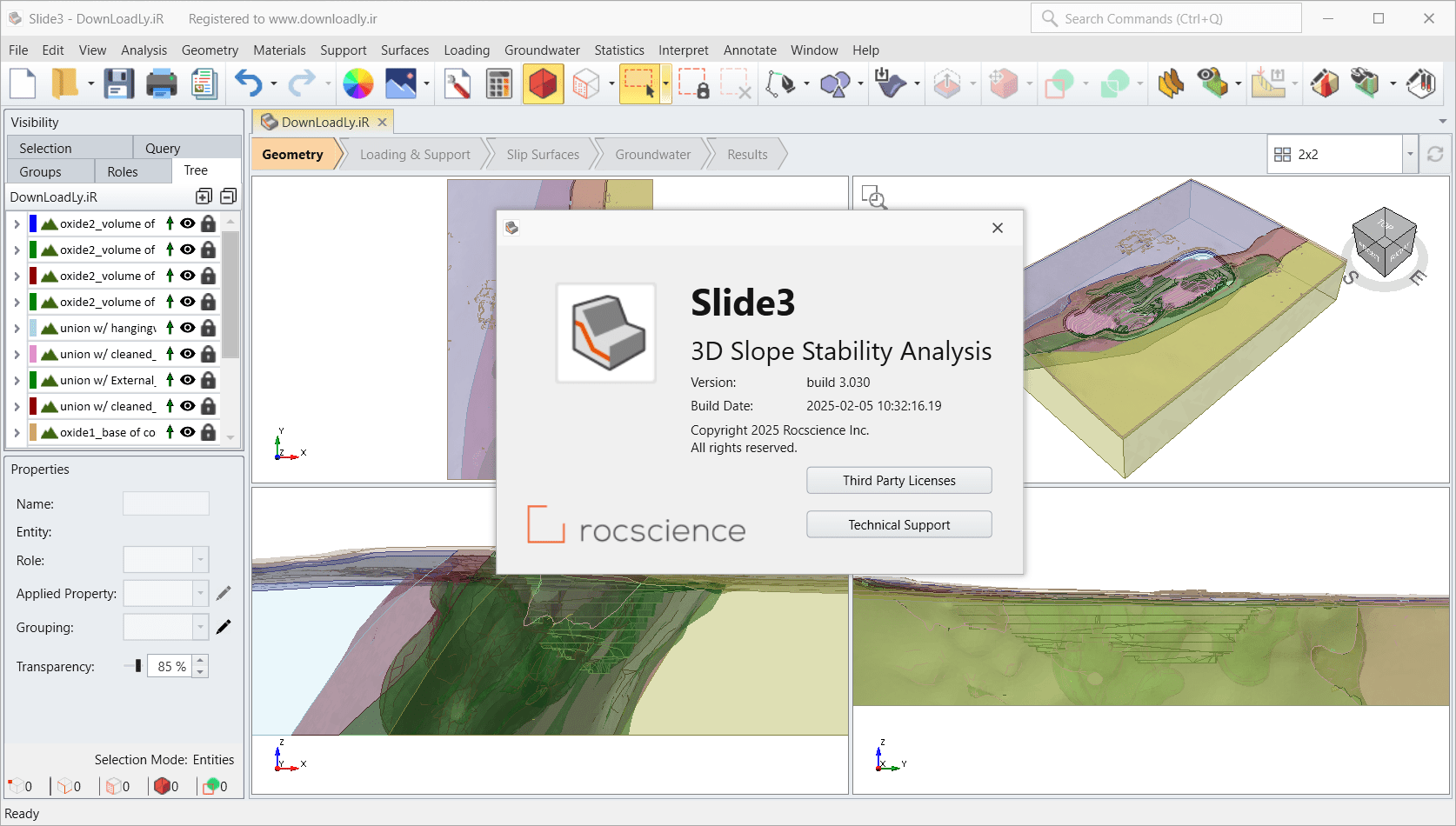 Rocscience Slide3 v3.018 加密狗版 3D坡度稳定性分析软件Rocscience Slide3 三维极限平衡法分析边坡稳定性060348