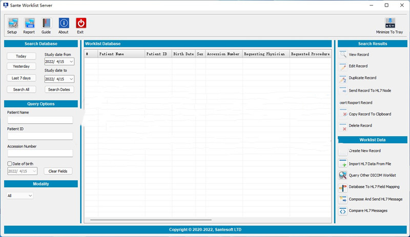 Sante Worklist Server v2.4.1 医院工作清单服务器软件 Sante Worklist Server 060573