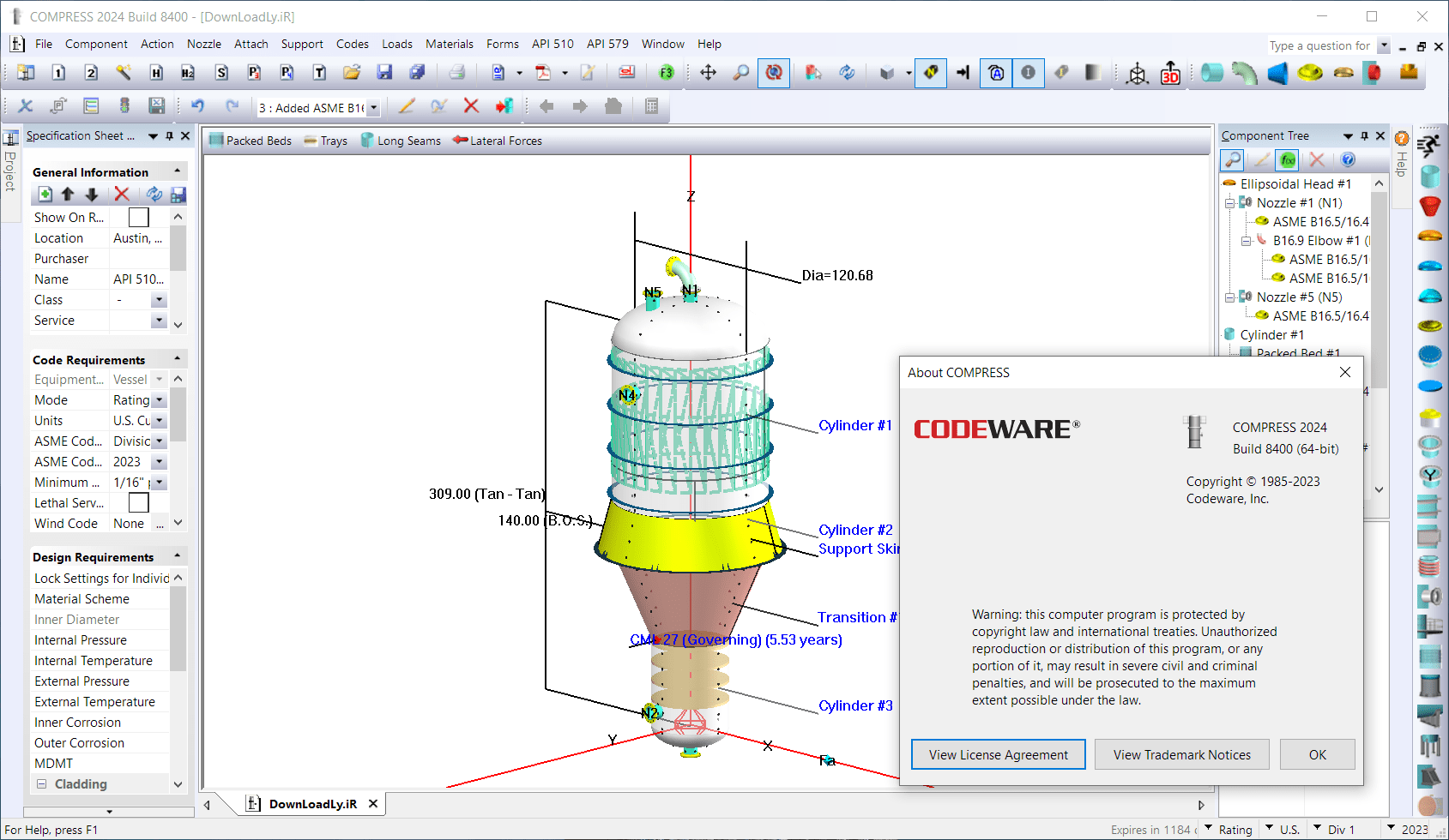 Codeware COMPRESS 2024 Build 8400 x64 加密狗版 压力设计 COMPRESS2024 标准的压力容器设计程序061027