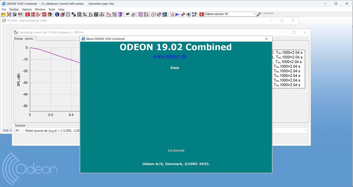 Odeon 19.02 加密狗版建筑声学模拟Odeon 18.18 激活版声学仿真软件综合版011347